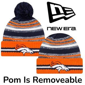 NEW 2021 NFL NEW ERA ON FIELD SIDELINE POM BEANIE - Denver Broncos